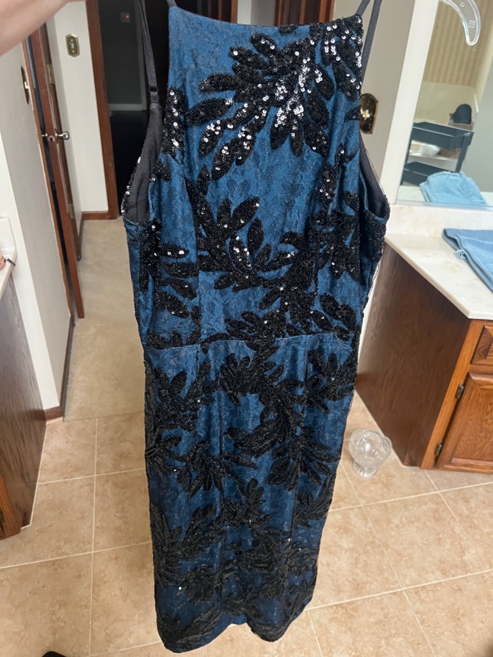 Nordstrom Dress The Population Women’s Navy and Black Sequin Evening Dress